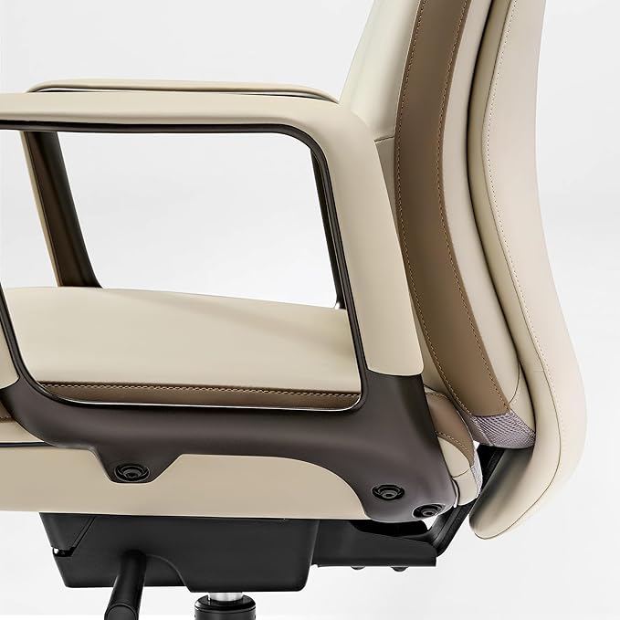 EUREKA ERGONOMIC Alto Leather Desk Chair, Silicone Leather Office Chair with Wheels, High Back Office Chair, Executive Office Chair Comfy for Home & Office, Off-White