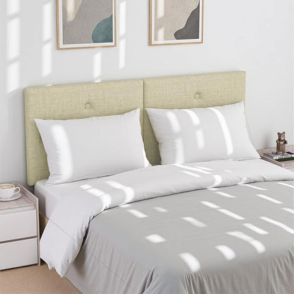 Modern Queen Headboard, Upholstered Linen Fabric Bed Headboard with Solid Wood & Sturdy Metal Legs, Tufted Adjustable Height Headboards in Button Design, Linen