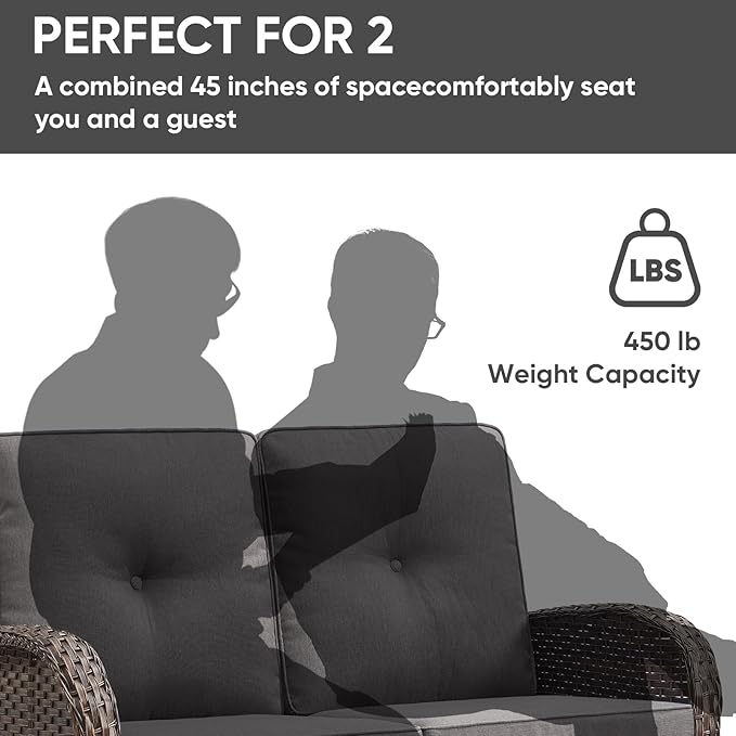 HUMMUH 4-Piece Patio Furniture Wicker Outdoor Conversation Set,All-Weather Rattan Outdoor Sofa Set Patio Chairs Coffee Table for Backyard,Porch,Deck