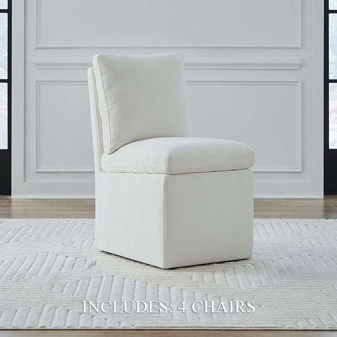 Liberty Furniture Accent Dining Chairs with Castors - Squared Back - Ivory Upholstry - Set of Four