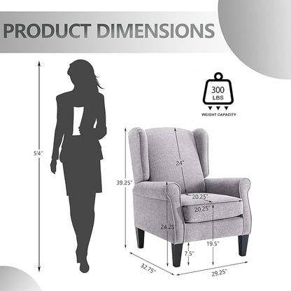 Accent Chair Set of 2, Modern Living Room Chairs with Wingback, Comfy Upholstered High Back Single Sofa for Bedroom, Mid-Century Reading Armchair Sillas para Sala
