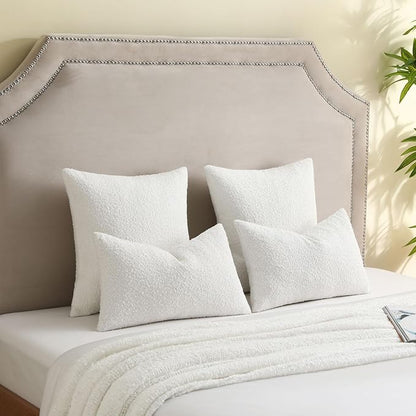 FUTEI Christmas Pack of 2 White Decorative Throw Pillow Covers 26x26 Inch Soft Cozy Solid Boucle Textured Euro Pillow Shams,Modern Home Decor for Couch Bed Living Room