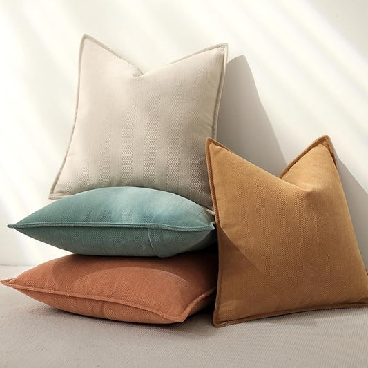 ZWJD Throw Pillow Covers 20x20 Set of 4 Chenille Pillow Covers with Elegant Design Soft and Luxurious Decorative Throw Pillows for Couch, Bed, and Home Decor