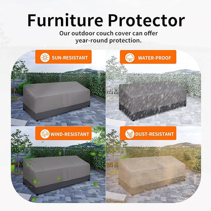 Easy-Going Waterproof Outdoor Couch Cover, Heavy Patio Furniture Sofa Cover Windproof Durable (104Wx40Dx33H inch,Gray/Dark Gray)