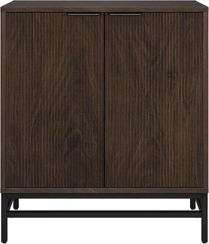 Henn&Hart 28" Fluted Wooden Accent Cabinet, Modern Ribbed Sideboard Buffet Cabinet with 2 Doors and an Adjustable Shelf for Living Room, Dining Room, Bedroom or Entryway, Alder Brown