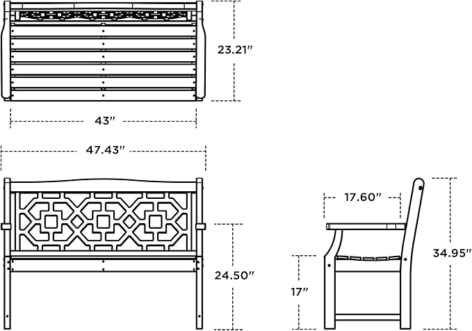 Martha Stewart by POLYWOOD® Chinoiserie 48” Garden Bench in Teak