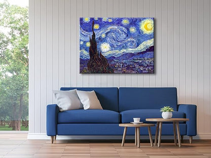 Wieco Art Classic Abstract Giclee Canvas Prints Wall Art for Living Room Home Office Decor Large Starry Night by Van Gogh Famous Artwork Modern Stretched Landscape Pictures