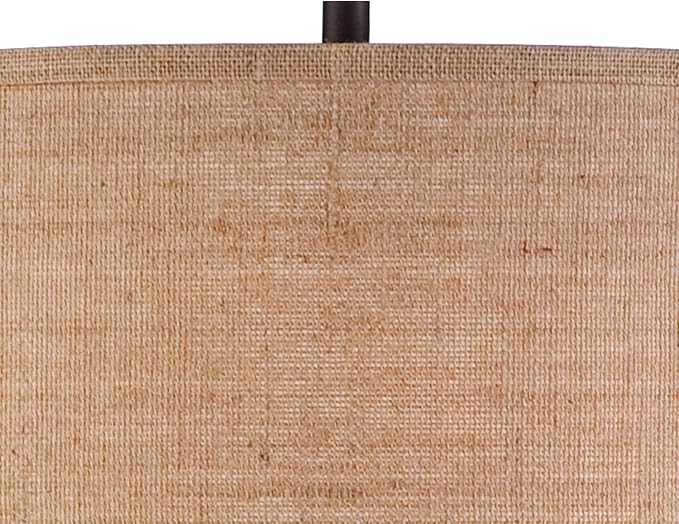 Possini Euro Design Garth Modern Industrial Standing Floor Lamp 63 1/2" Tall Oil Rubbed Bronze Brown Metal Burlap Fabric Drum Shade Decor for Living Room Reading House Bedroom Home Office House