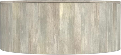 SIMPLIHOME Millbury Drum Coffee Table - 36 inch Wide Solid Mango Wood Round Living Room Table in White Wash, Contemporary Cocktail Table for Family Room or Lounge with Large Surface, Assembled