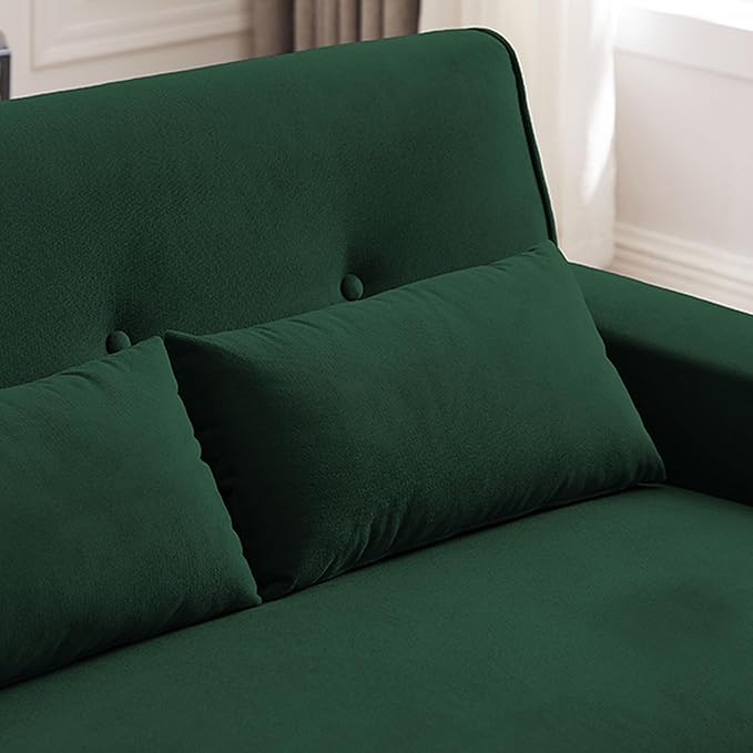 48" Small Loveseat Sofa, Mid Century Modern Love Seat Couch with Back Cushions and Plastic Legs, 2 Seater Couches for Living Room, Bedroom, Small Spaces, Green