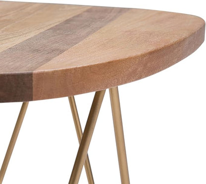 SIMPLIHOME Patrice Modern 18 inch Wide Metal and Wood Accent Side Table in Natural, Gold for the Living Room and Bedroom