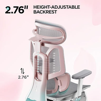 Hbada E3 Pro Ergonomic Office Chair, Big and Tall Office Chair - with 3-Zone Dynamic Lumbar Support, 4D Adjustable Headrest, 4D Adjustable Armrests, Swivel, Pink