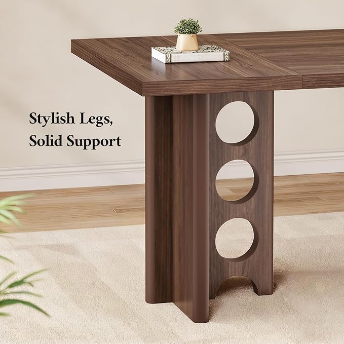 63 Inch Executive Desk, Large Computer Office Desks with Power Outlet, Modern Laptop Desk Writing Table Workstation Business Furniture (Brown)