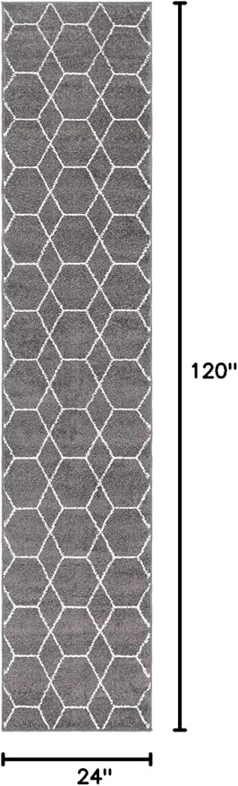 Unique Loom Trellis Frieze Collection Area Rug - Geometric (2' x 10' Runner, Dark Gray/ Ivory)