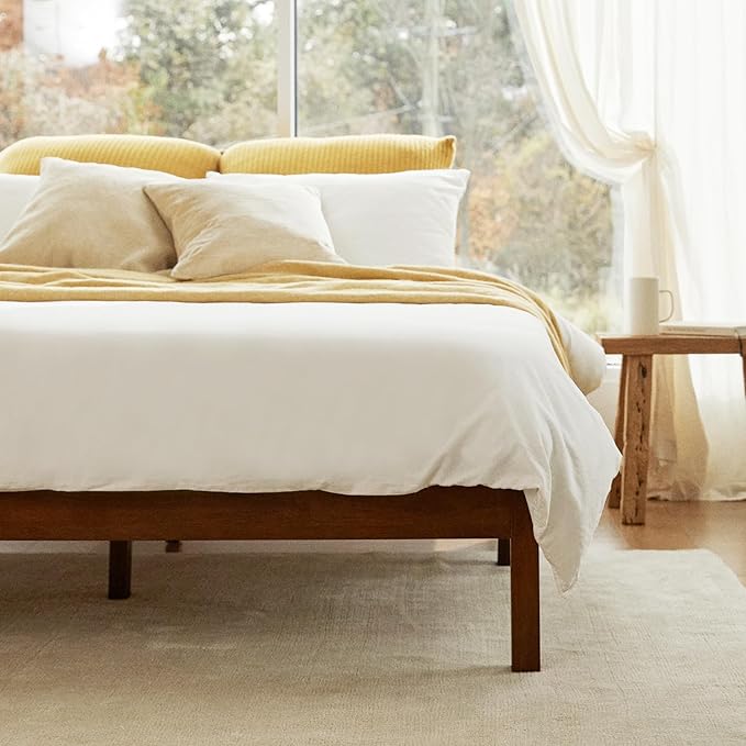 LIFEMENT Classic Wood Platform Bed Frame, Essential, Noise Free, Under Bed Storage, No Box Spring Needed, Easy Assembly (Walnut, Full)