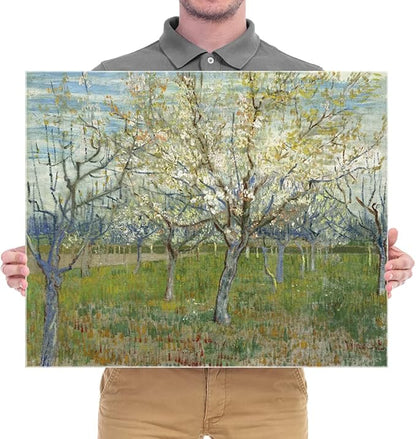 Wieco Art Large Canvas Prints Wall Art Orchard with Blossoming Apricot Trees Artwork of Van Gogh Famous Oil Paintings Reproduction Modern Classic Giclee Flowers Landscape Pictures for Home Decor