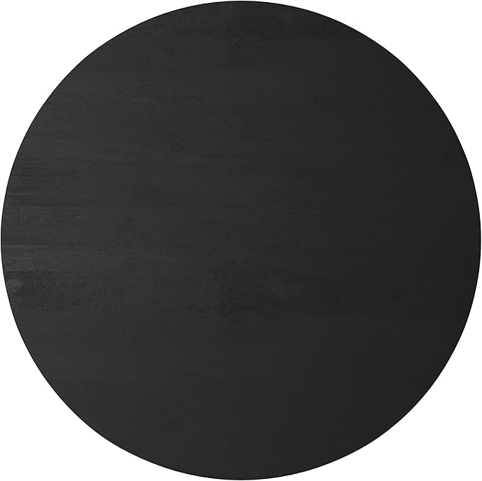 SIMPLIHOME Millbury Drum Coffee Table - 36 inch Wide Solid Mango Wood Round Living Room Table in Black, Contemporary Cocktail Table for Family Room or Lounge with Large Surface, Assembled