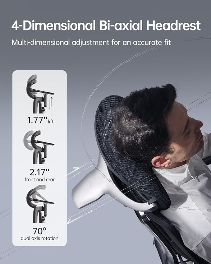 Hbada E3 Ultra Ergonomic Office Chair, Big and Tall Office Chairs - with 3-Zone Dynamic Lumbar Support, 360° Mechanical Armrests, 4D Adjustable Headrest, Aluminum Alloy, Premium Mesh Chair, Black