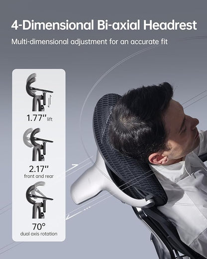Hbada E3 Ultra Ergonomic Office Chair, Big and Tall Office Chairs - with 3-Zone Dynamic Lumbar Support, 360° Mechanical Armrests, 4D Adjustable Headrest, Aluminum Alloy, Premium Mesh Chair, Black