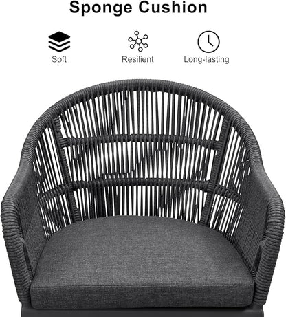 PURPLE LEAF 16 Pieces Patio Dining Set with Outdoor Aluminium Dining Table and Woven Chairs Modern Metal Furniture Cushions Sets for Garden Yard Indoor Decor Kitchen Gray