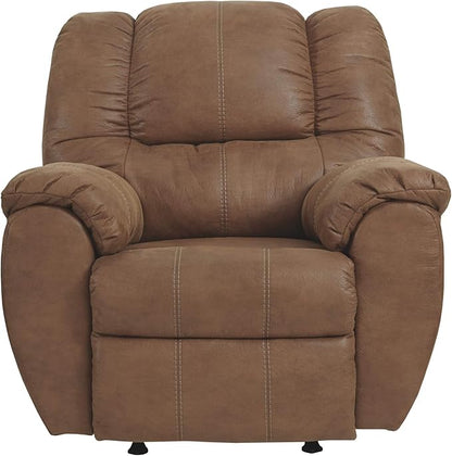 Signature Design by Ashley McGann Faux Leather Oversized Manual Rocker Recliner, Light Brown