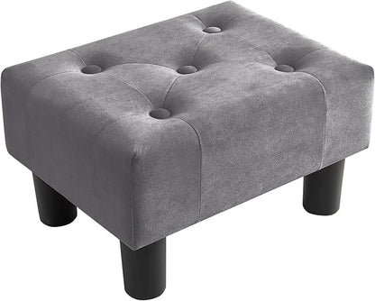 Poofzy Small Foot Stool Ottoman, Velvet Ottoman Foot Rest with Legs, Rectangle Foot Rest for Couch, Footstools and Ottomans Small for Living Room and Entryway (Gray)