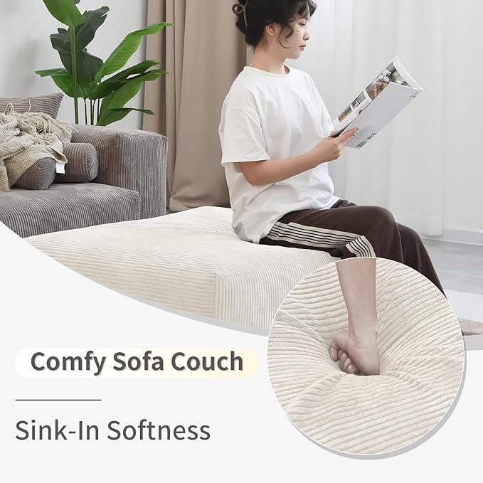 WJShome Modular Sectional Sofa Couch,141.73inch Oversized 3 Seater Sofa,Upholstered with Corduroy Fabric Couches with 5 Pillows,Cushion Covers Removable& Washable