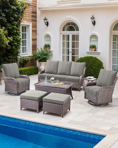 Luxury 24x24x6 Inch Kitty Outdoor Chair Cushions Set of 4 - Heavy Duty Water-Resistant Comfortable Cushion for Patio Dining Gliding Rocking Chairs Loveseat L-Shape Sofa - Grey