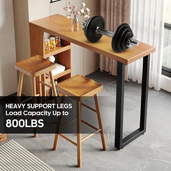 40 Inch Bar Table Legs for Desk, Dining Table with Adjustable Feet Pads,Home DIY Furniture Legs，Black Set of 2.