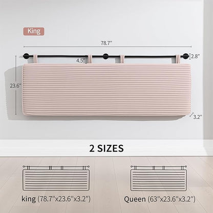 UEV King Headboard Only, Wall Mounted Hanging Upholstered Bed Head Board, Modern Vertical Channel Design of Fine Flannel, Elegant Pink Fluted Headboard for Bedroom (Pink, King Size)