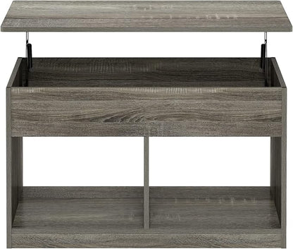 Furinno Jensen Living Room Lift Top Coffee Table with Hidden Compartment, French Oak Grey