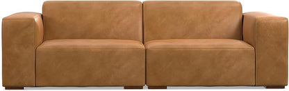 SIMPLIHOME Rex 2-Seater Modular Sofa in Full-Grain Genuine Leather, Sienna, 88-inches Wide, Handcrafted Leather Loveseat Sofa for Living Room