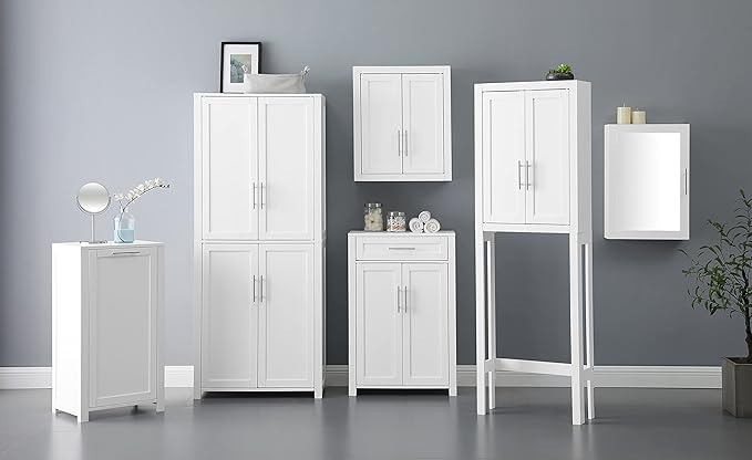 Crosley Furniture Savannah Tall Pantry Storage Cabinet with Shelves, Kitchen, Dining, or Laundry Room, White