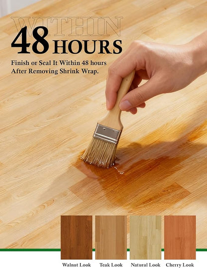 Butcher Block Countertop Birch Solid Wood - 36" x 25" Table Top Butcher Block Cutting Board for Kitchen Island Living Dining Table Office Desk Workbench Laundry Countertop Unfinished 1.5" Th