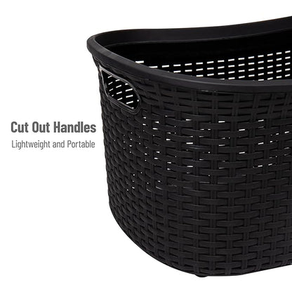 Mind Reader 40L Laundry Basket, Clothes Hamper, Premium Wicker Design, Plastic, Set of 2, Black