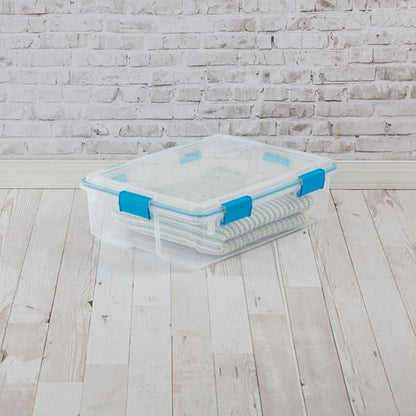 Sterilite 4-Pack Gasket Box, Weather-Resistant Storage Bins with Latching Lids, 37 Quart - Heavy-Duty Organizing Containers for Closet, Bathroom, and Office
