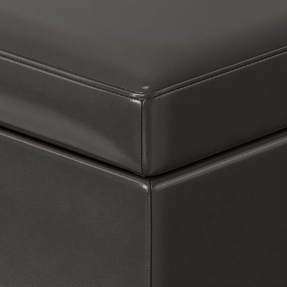 SIMPLIHOME Afton 48 inch Wide Contemporary Rectangle Storage Ottoman Bench in Tanners Brown Vegan Faux Leather, Assembled, For the Living Room and Bedroom