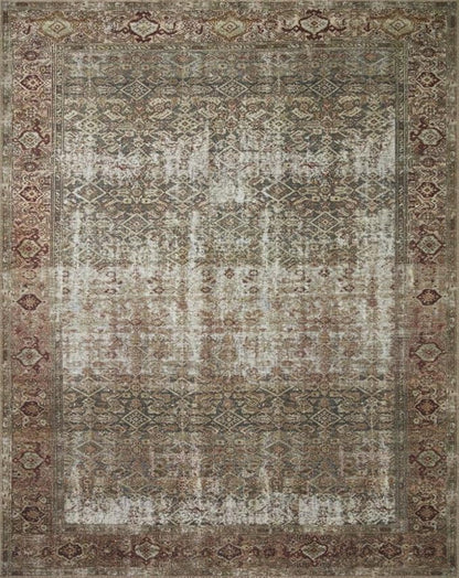 Loloi Amber Lewis Georgie Collection GER-07 Moss/Salmon 3'-9" x 5'-6", .19" Pile Height, Accent Rug
