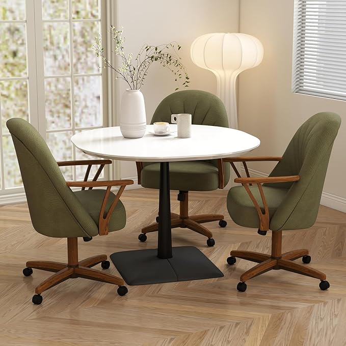 Chromcraft Set of 6 Swivel Tilt Chairs, Chairs with Wheels for Kitchen Room