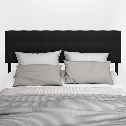 Furinno Roanne Headboard King Size, Tufted Upholstered Wooden Headboard, Bed Frame Mount Head Board, Easy Assembly, for Bedroom, Dorm, Plain Black