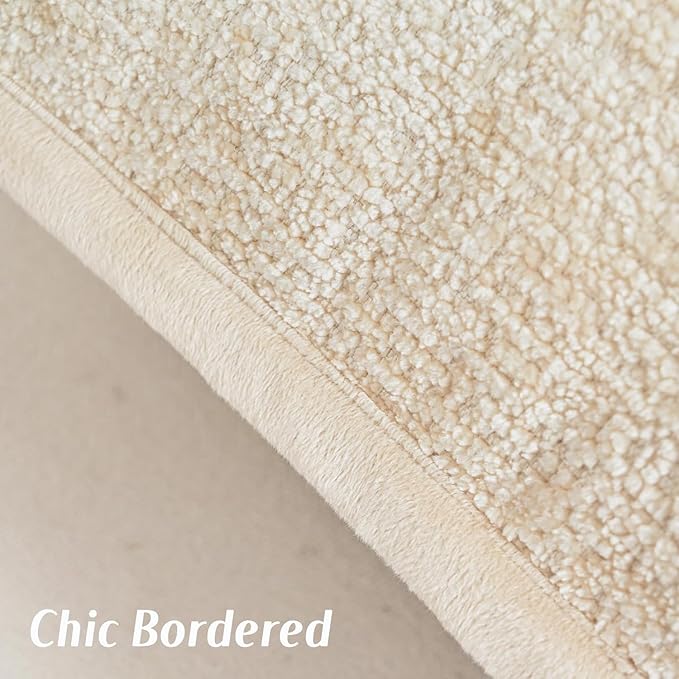 FUTEI Beige Chenille Throw Pillow Covers 12x20 Inch Set of 2,Soft Cozy Bound Edge Design Lumbar Pillow Cases,Home Decor for Couch Bed Living Room