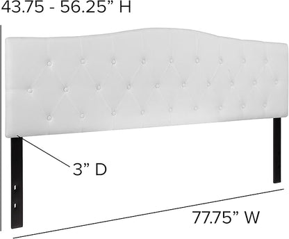 BizChair Tufted Upholstered King Size Headboard in White Fabric