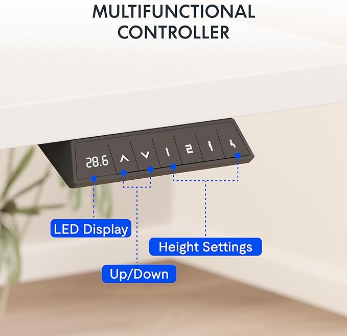 FLEXISPOT EN2 Whole-Piece Standing Desk with Clamp Power Strip, 48 x 30 Electric Stand Up Height Adjustable Desk with Cable Management (White Frame + 48" White Desktop, 2 Packages)