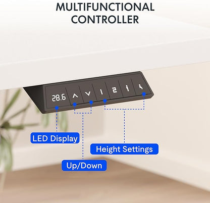 FLEXISPOT EN2 Whole-Piece Standing Desk with Clamp Power Strip, 55 x 28 Electric Stand Up Height Adjustable Desk with Cable Management (Gray Frame + 55" White Top, 2 Packages)