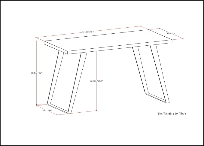 SIMPLIHOME Lowry SOLID WOOD and Metal Modern Industrial 54 inch Wide Home Office Desk, Writing Table, Workstation, Study Table Furniture in Distressed Charcoal Brown
