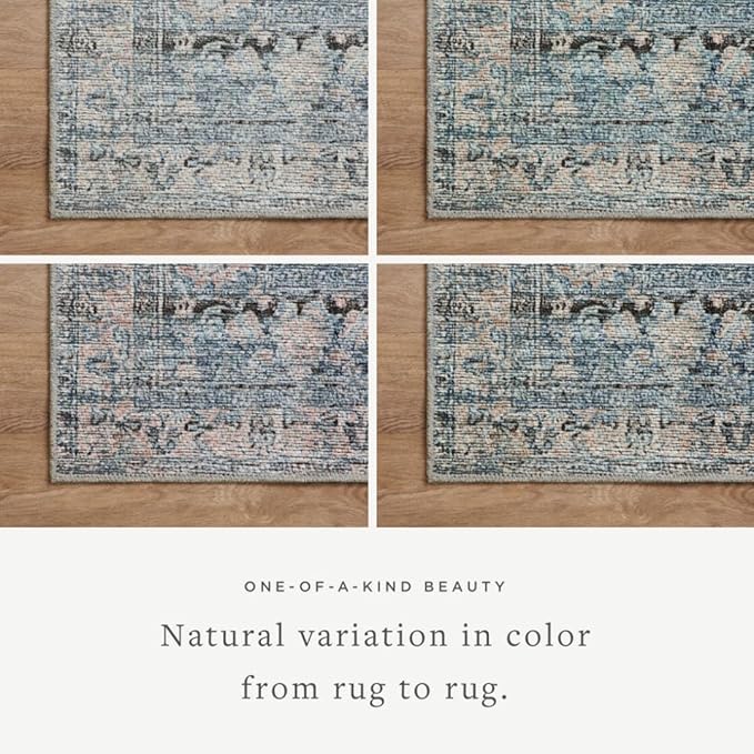 Loloi Amber Lewis Billie Collection BIL-05 Denim/Blush 3'-6" x 5'-6", 0.19" Thick Accent Rug