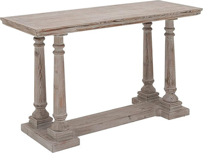 Benzara Deco 79 Wood Console Table with Distressed Accents, 52" x 18" x 30", Light Brown