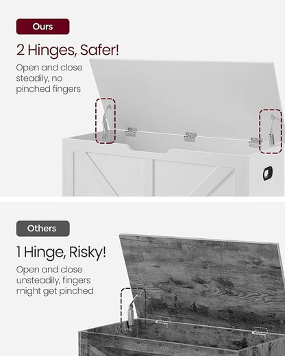 VASAGLE Storage Chest, Storage Trunk with 2 Safety Hinges, Storage Bench, Shoe Bench, Farmhouse Style, 15.7 x 39.4 x 18.1 Inches, for Entryway, Bedroom, Living Room, Cloud White ULSB060T14