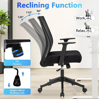 CLATINA Home Office Chair Ergonomic Desk Chair Mesh Computer Chairs with Armrests Executive Rolling Wheels Swivel Heavy Duty Chairs Office, Home, Black 4 Pack