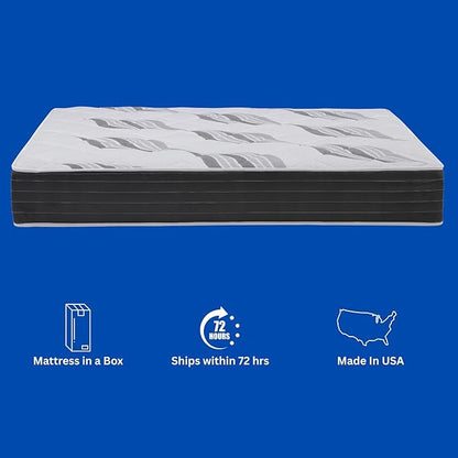 Roam 2.0 RV 12" Hybrid Mattress with Gel Memory Foam, RV Short Queen 60x74 Mattress, Luxury Medium Feel Made in USA